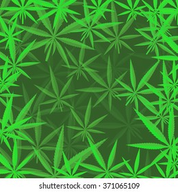 Vector Green Cannabis Leaves Background