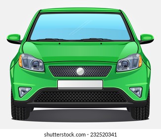 Vector green Car - Front view