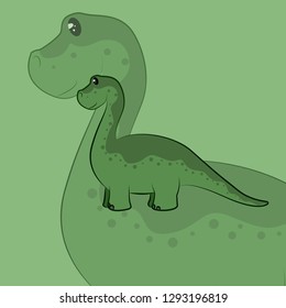 Vector green cartoon cute dinosaur isolated. 