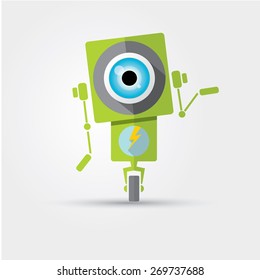 vector green cartoon friendly robot isolated on white