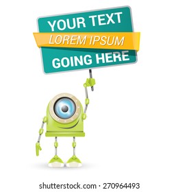 vector green cartoon friendly robot isolated on white