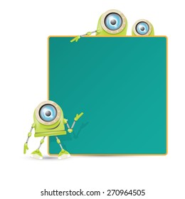 vector green cartoon friendly robot isolated on white