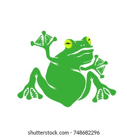 Vector Green Cartoon Frog Isolated on White Background
