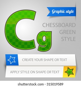 Vector green chessboard graphic style. You can apply this style to any fonts and objects