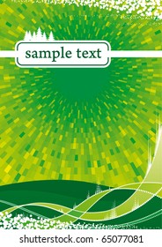 Vector green Christmas background with frame for text