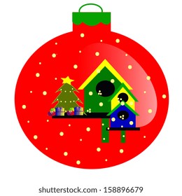 Vector Green Christmas Bauble With Colorful Elements