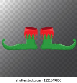 vector green christmas elf shoes collection icon isolated on transparent background. vector funky green cartoon boots set