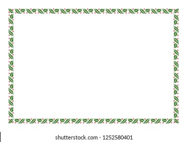 Vector Green Christmas Holly Border