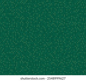 Vector green christmas seamless texture. Knitted sweater.