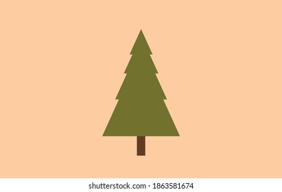 árbol de navidad verde vectorial. árbol de navidad verde de cuatro niveles sobre un fondo beige