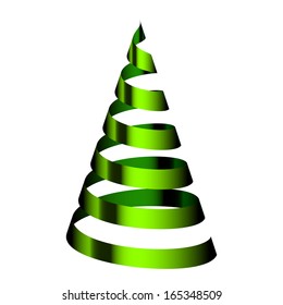 Vector green Christmas tree from ribbon
