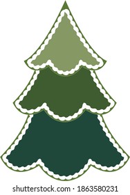 árbol de navidad verde vectorial. nieve en un árbol verde de tres niveles