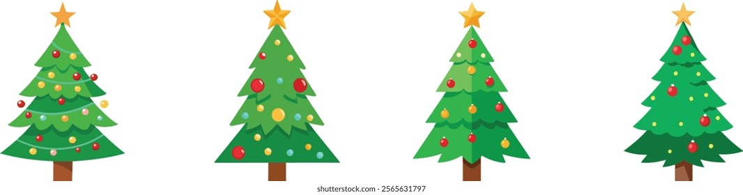 Vector of green christmas trees.