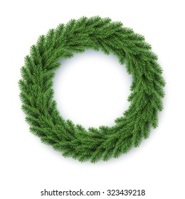 vector green christmas wreath, global colors