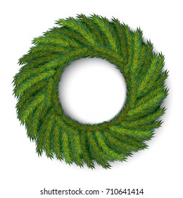 vector green christmas wreath, global colors