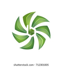 Vector Green Circle Spinner Letter B Logo