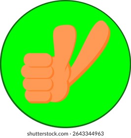 Vector of a green circular icon with a thumbs up symbol, representing a positive affirmation or agreement.