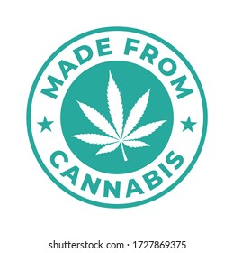 Logo del círculo verde vector. Hecho de Cannanis con hoja de marihuana. Aislado sobre fondo blanco.