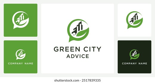 Vector of green city advice icon and logo design template