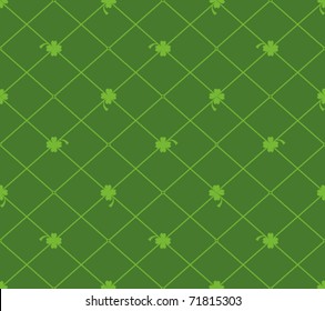 Vector green clover background for St. Patricks Day. Seamless pattern