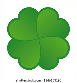 Vector green clover leaf of hearts