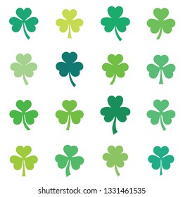Vector green clover leaves collection isolated on white