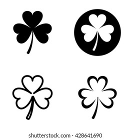 Vector green clovers icons set on white bacground