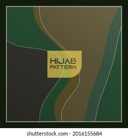vector green color Abstract design with brush strokes and plants. Fashion print for a scarf, headscarf, hijab.