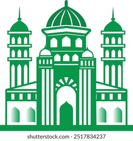 Vector green color beautiful mosque