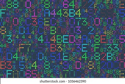 Vector green color hexadecimal code text decorative abstract black background pattern to poster or print