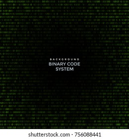 vector green color volumetric binary code decorative abstract dark background text template
