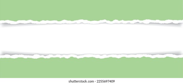 vector green colored torn paper banner with ripped edges with space for your text on white background