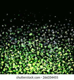 Vector green colour bokeh abstract light background illustration.