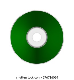 Vector Green Compact Disc Isolated on White Background.