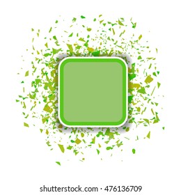 Vector Green Confetti Banner Isolated on White Background. Set of Particles.