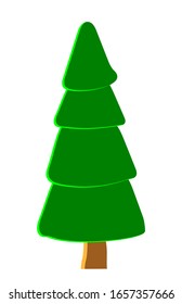Vector green coniferous tree. Game UI flat. Stylized spruce for logo design, decorating clothes, build 2D games or postcards. Isolated stock illustration on white background.