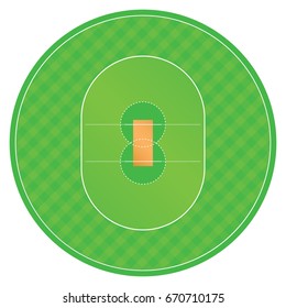 Vector of green cricket ground from top view.