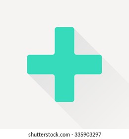 Vector green cross icon on white background 