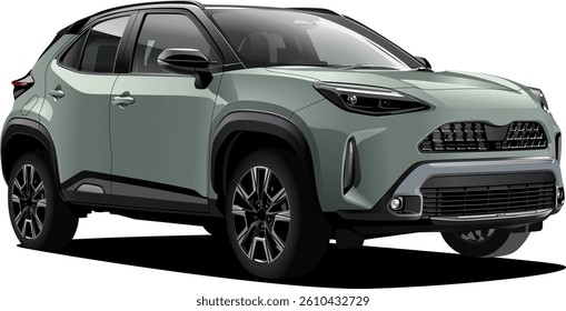 Vector green crossover vehicle isolated 