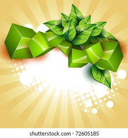 Vector Green Cube Background Design