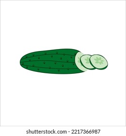 vector green cutted cucumber simple illustration