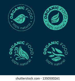 Vector green design element for organic natural logos. Organic logotype. Organic food sign for package design