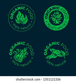 Vector green design element for organic natural logos. Organic logotype. Organic food sign for package design