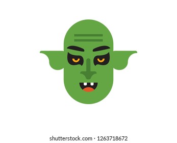 Vector Green Devil on the White Blackground