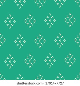 Vector green dotted rhombus seamless pattern background