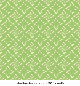 Vector green dotted stars and circles seamless pattern background