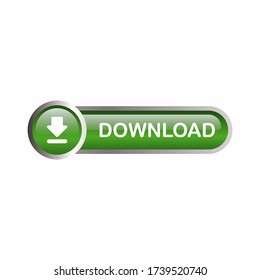 Vector of Green Download Button with Glossy Effect, Web Element Download Icon Template Design