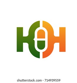 Vector Green Dual Letter K H Medic Logo