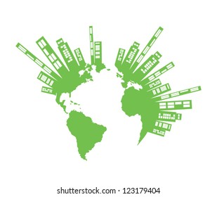 vector green earth with high buildings