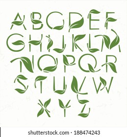 Vector green eco alphabet 